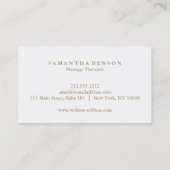 Elegant Modern Massage Therapist Visitekaartje (Achterkant)