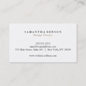 Elegant Modern Massage Therapist Visitekaartje (Achterkant)