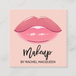 Elegant modern meisje Roze Lips Makeup Artist Squa Vierkante Visitekaartje
