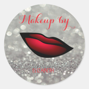 Elegant modern meisjesachtig, glitters, bokeh rode ronde sticker