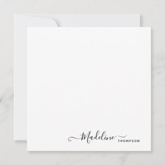 Elegant modern meisjesmanuscript zwart notitiekaartje