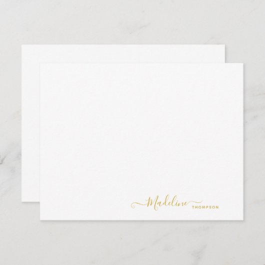 Elegant modern Meisjesscript metalen goud Notitiekaartje (Voorkant / Achterkant)