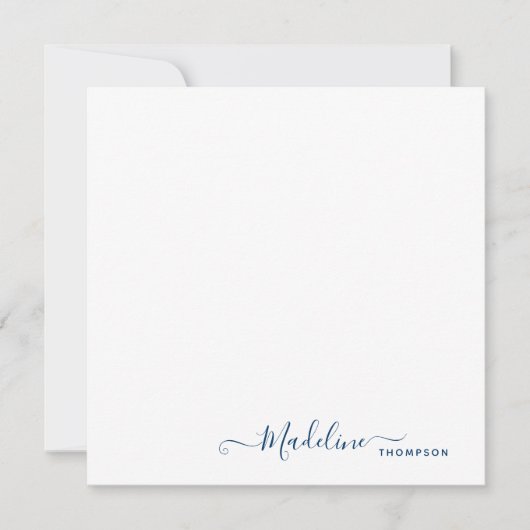 Elegant modern meisjesScript Navy Blue Note Card Notitiekaartje (Voorkant)