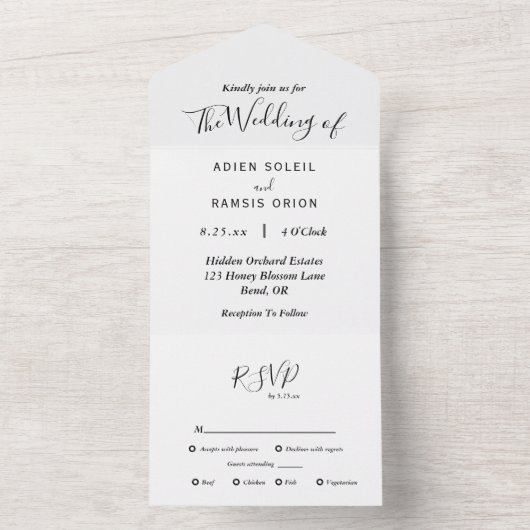 Elegant modern Menu Choice Wedding All In One Uitnodiging (Binnen)