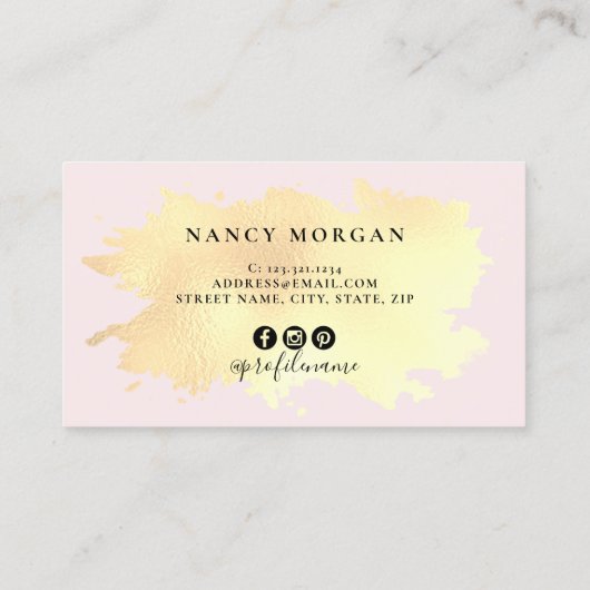 Elegant modern minimaal goud roze visitekaartje (Achterkant)