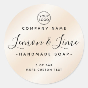 Elegant modern minimaal ivoor satin productetiket ronde sticker