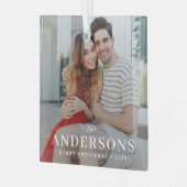 Elegant modern minimaal | Kerstparen foto Glas Ornament (Voorkant links)