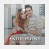 Elegant modern minimaal | Kerstparen foto Glas Ornament (Voorkant)