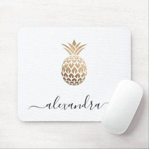 Elegant modern minimaal kopergoud witte ananas muismat