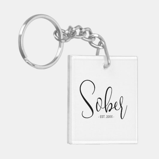 Elegant modern minimaal nuchter sinds datum sleutelhanger (Voorkant Links)