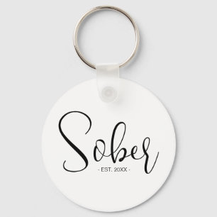 Elegant modern minimaal nuchter sinds datum sleutelhanger