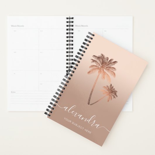 Elegant modern minimaal roos goudpalmen planner (Display)