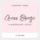 Elegant modern minimaal roze vierkant productlabel vierkante sticker (Voorkant)