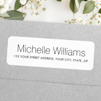 Elegant modern minimaal wit return address label