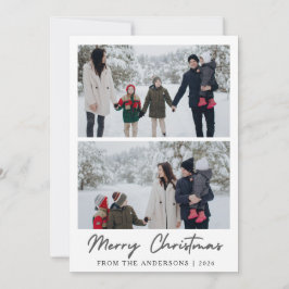 Elegant Modern Minimal Christmas Family 2 Photo Feestdagenkaart