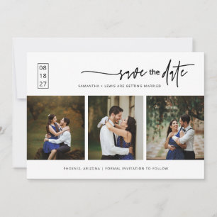 Elegant Modern Minimal Save the Date Foto QR-code Kaart