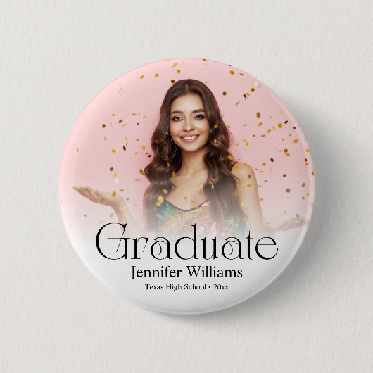 Elegant modern minimal script foto Afstuderen Ronde Button 5,7 Cm (Voorkant)