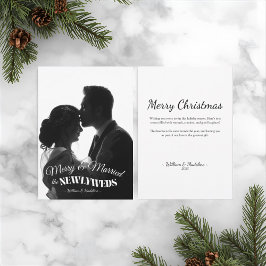 Elegant Modern Minimalist Black And White Newlywed Feestdagenkaart