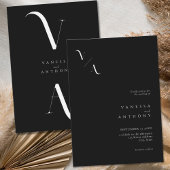 Elegant Modern Minimalist Black and White Wedding Kaart