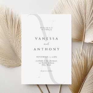Elegant Modern Minimalist Black and White Wedding Kaart
