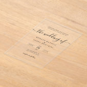 Elegant Modern Minimalist Black Wedding Acryl Uitnodigingen (Laagn)