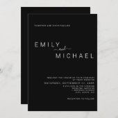 Elegant Modern Minimalist Black Wedding Kaart (Voorkant / Achterkant)