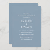 Elegant Modern Minimalist Dusty Blue Wedding Kaart (Voorkant / Achterkant)