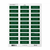 Elegant Modern Minimalist Forest Green Etiket (Full Sheet)