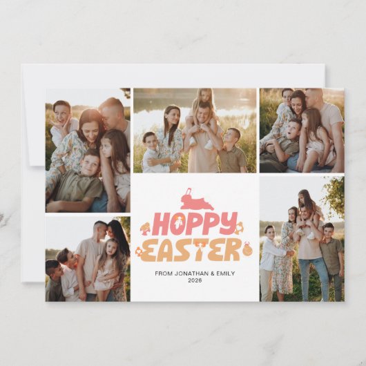 Elegant Modern Minimalist Happy Easter 5 Photo Feestdagenkaart (Voorkant)