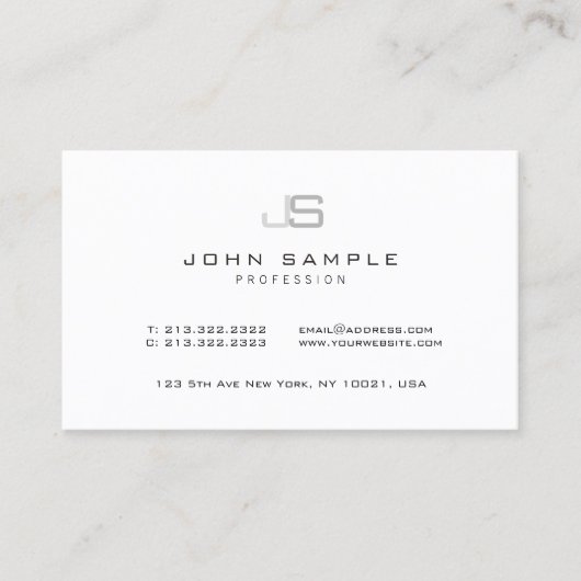 Elegant Modern Minimalist Monogram Sjabloon Visitekaartje (Voorkant)