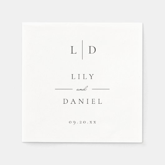 Elegant Modern Minimalist Monogram Weddenschap Servet (Voorkant)