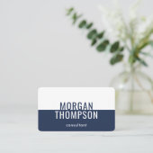 Elegant Modern Minimalist Plain Navy White Simple Visitekaartje (Staand voorkant)