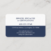 Elegant Modern Minimalist Plain Navy White Simple Visitekaartje (Achterkant)