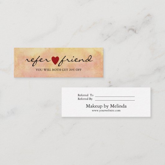 Elegant Modern Minimalist Red Heart-verwijzingskaa Mini Visitekaartje (Voorkant / Achterkant)