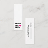 Elegant Modern Minimalist Roze Heart Reference Car Mini Visitekaartje (Voorkant / Achterkant)