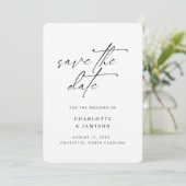 Elegant Modern Minimalist Script Black White Photo Save The Date (Staand voorkant)