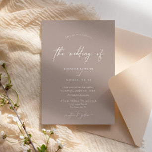 Elegant Modern Minimalist Taupe Wedding Kaart