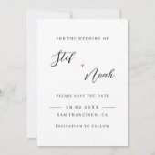Elegant Modern Minimalist Wedding Save the Date (Achterkant)