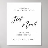 Elegant Modern Minimalist Wedding Welkomstbord Poster (Voorkant)