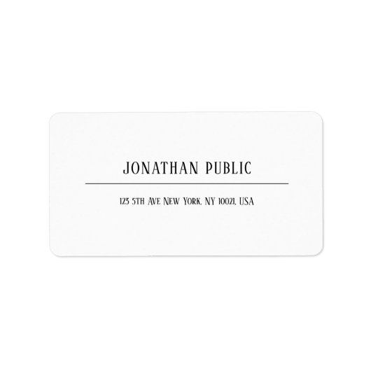 Elegant Modern Minimalist White Sjabloon Adres Etiket (Voorkant)