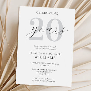 Elegant modern minimalistisch 20e bruiloft Jubileu Kaart