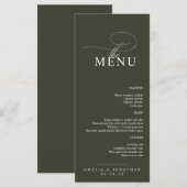 Elegant modern minimalistisch script bruiloft menu (Voorkant / Achterkant)