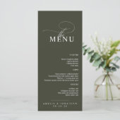 Elegant modern minimalistisch script bruiloft menu (Staand voorkant)