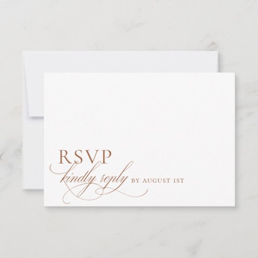 Elegant modern minimalistisch script bruiloft RSVP kaartje (Voorkant)