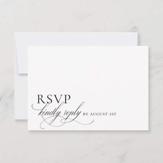 Elegant modern minimalistisch script bruiloft RSVP kaartje (Voorkant)
