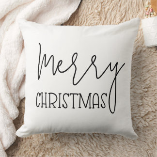 Elegant Modern Minimalistisch Script Vrolijk Kerst Kussen