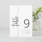 Elegant modern minimalistisch scripttabelnummer kaart (Staand voorkant)