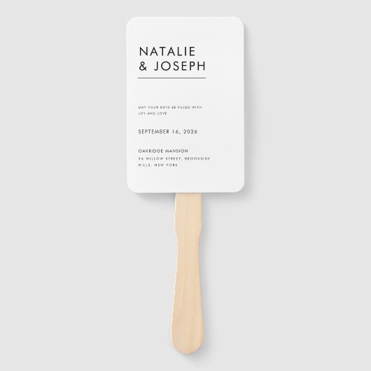 Elegant modern minimalistisch trouwprogramma handwaaier (Voorkant)