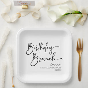 Elegant Modern Minimalistisch Verjaardagsbrunch Pa Papieren Bordje