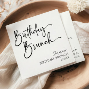 Elegant Modern Minimalistisch Verjaardagsbrunch Pa Servet